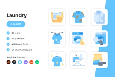 Laundry Icons Set