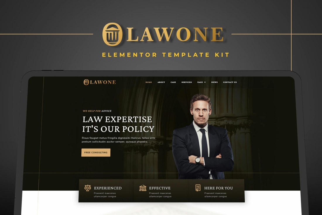 Lawone - Legal &  Law Firm Elementor Template Kit