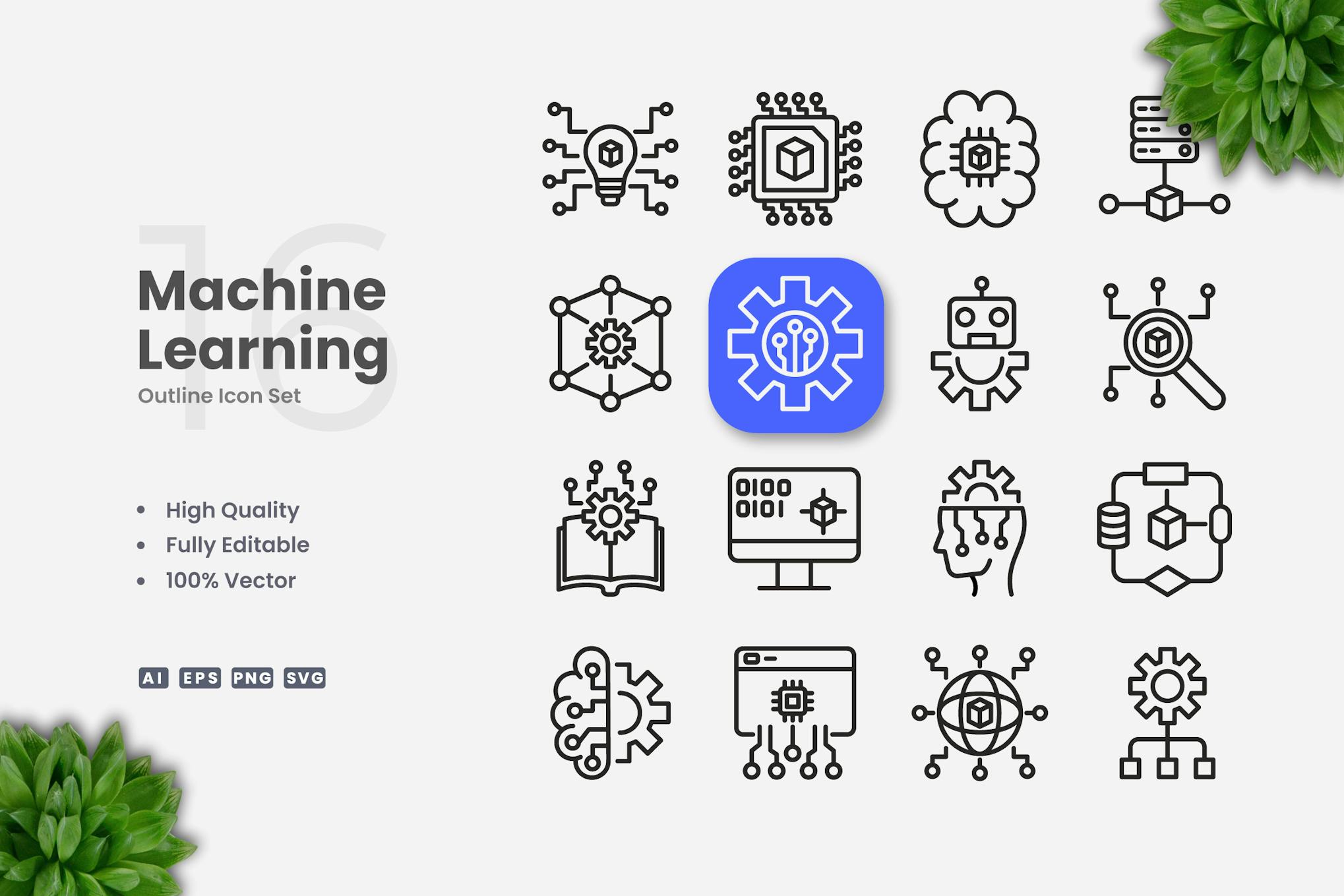 Machine Learning Outline Icons