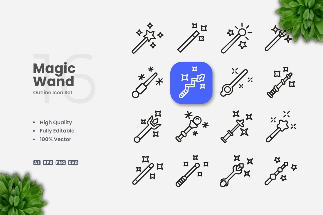 Magic Wand Outline Icons