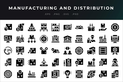 Manufacturing And Distribution Icons