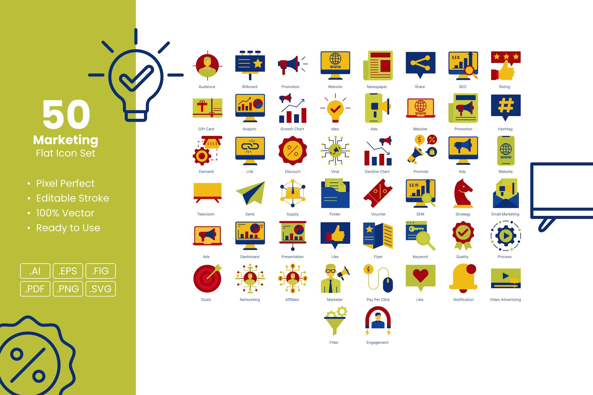 Marketing Flat Icon Set