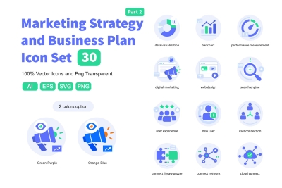 Marketing Strategy and Business Plan Icon Set 2