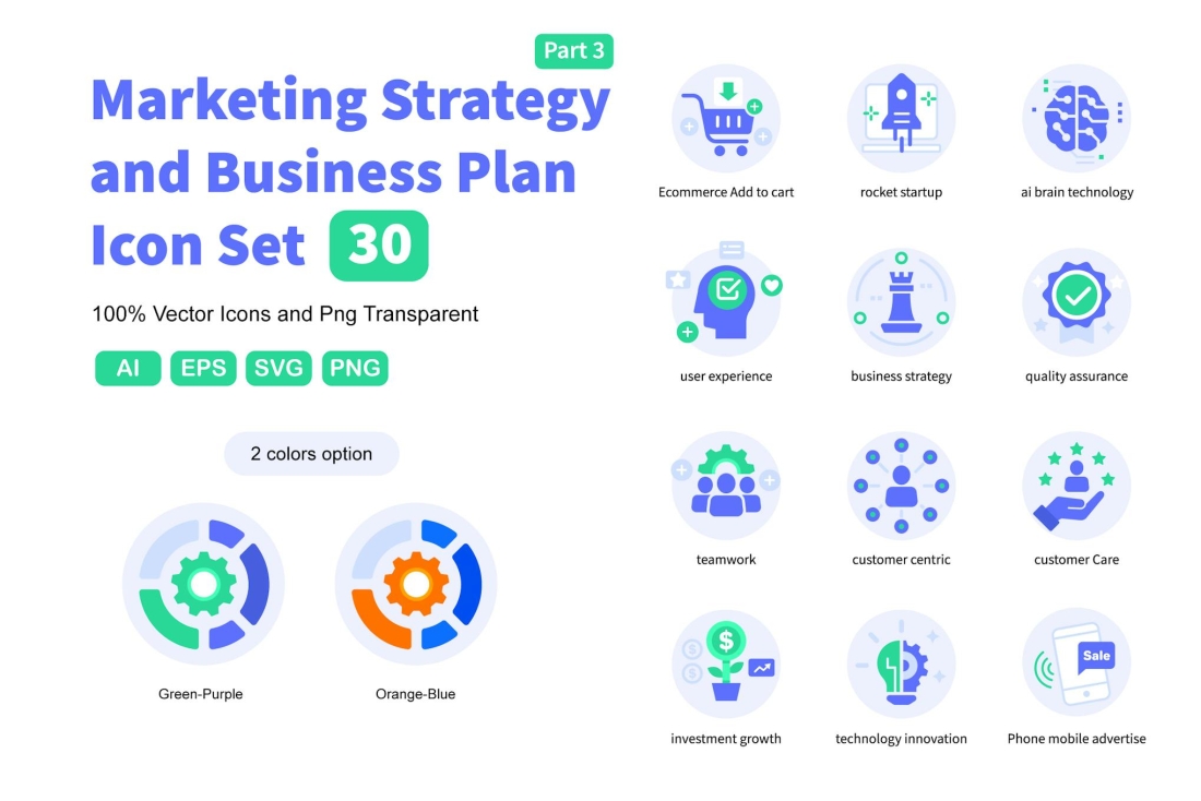 Marketing Strategy and Business Plan Icon Set 3