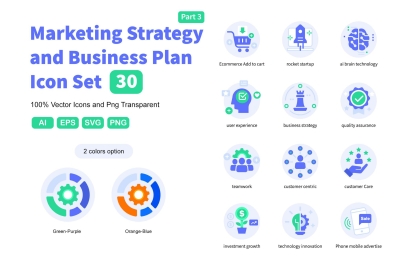Marketing Strategy and Business Plan Icon Set 3