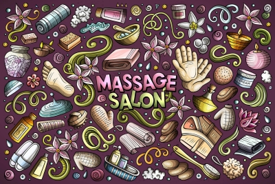 Massage Cartoon Objects Set