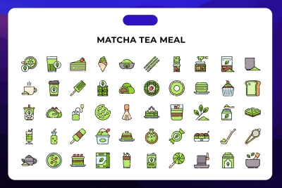 Matcha Tea Meal Icons
