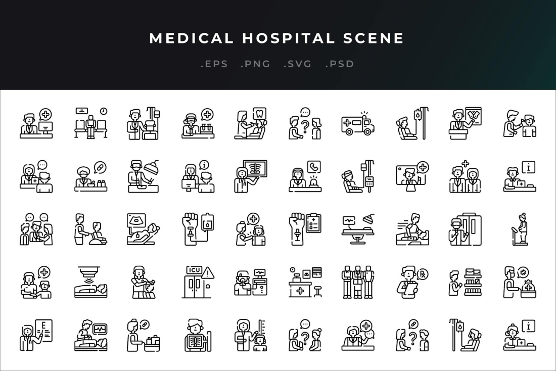 Medical Hospital Scene Icons