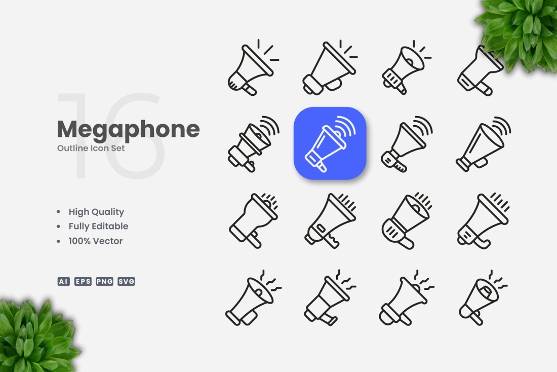 Megaphone Outline Icons