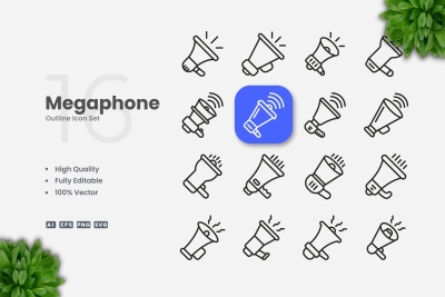 Megaphone Outline Icons