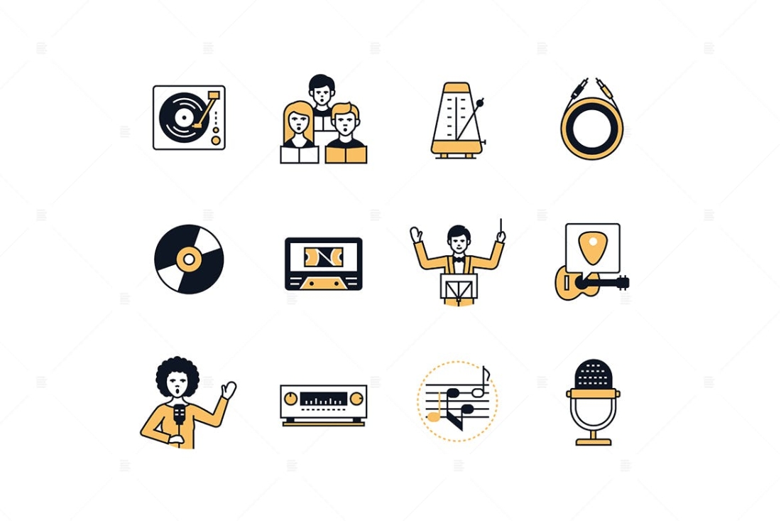 Melody, Sound and Instruments - Line Icons