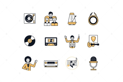 Melody, Sound and Instruments - Line Icons