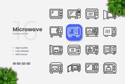 Microwave Outline Icons