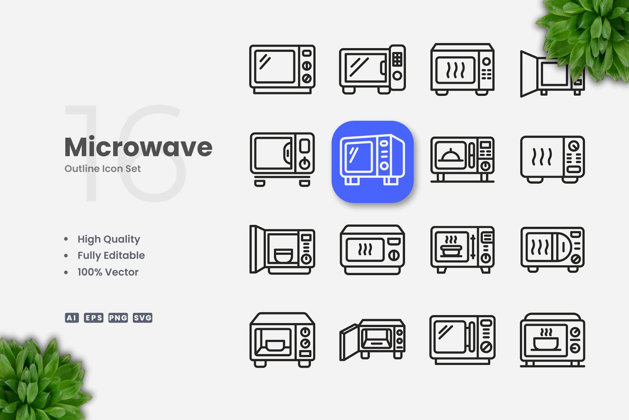 Microwave Outline Icons