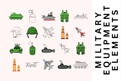Military Equipment Elements Set
