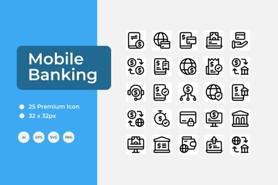 Mobile Banking Icon Set