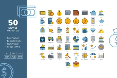 Money Flat Icon Set