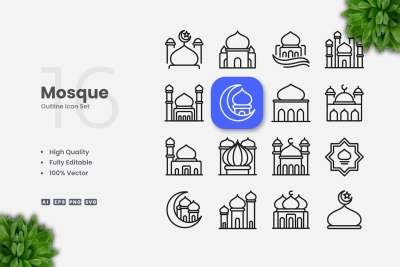 Mosque Outline Icons