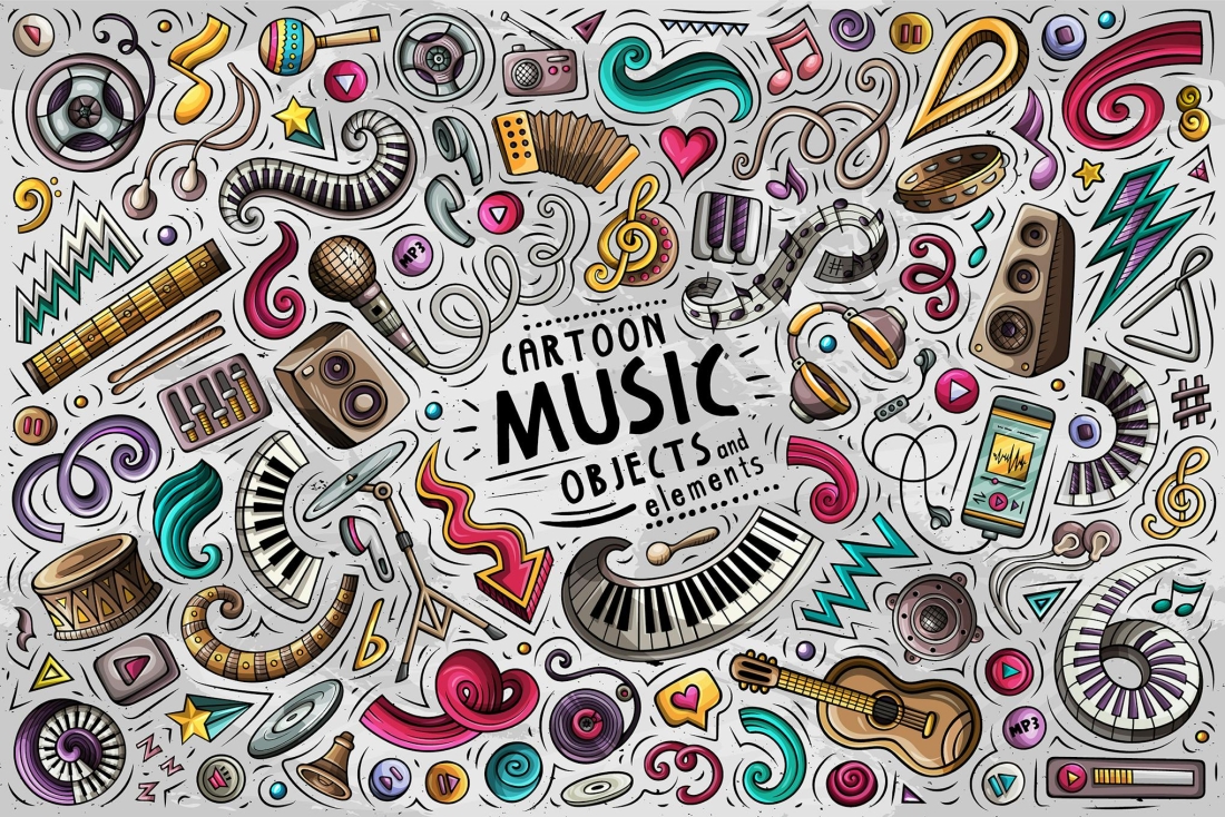 Music Funny Objects & Symbols Set