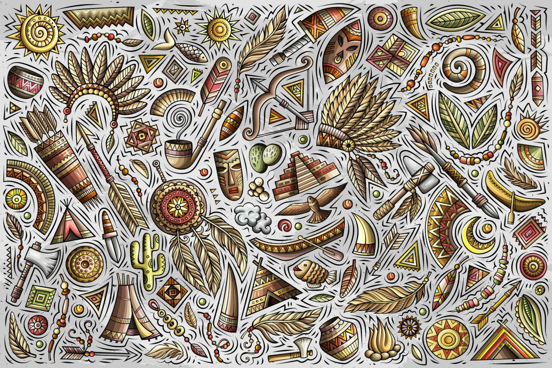 Native American Funny Objects & Symbols Set