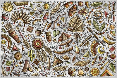 Native American Funny Objects & Symbols Set
