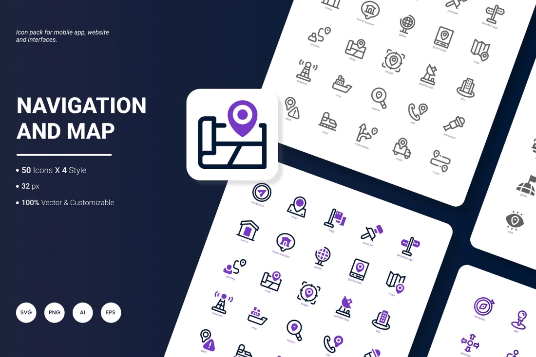 Navigation and Map Icon Pack