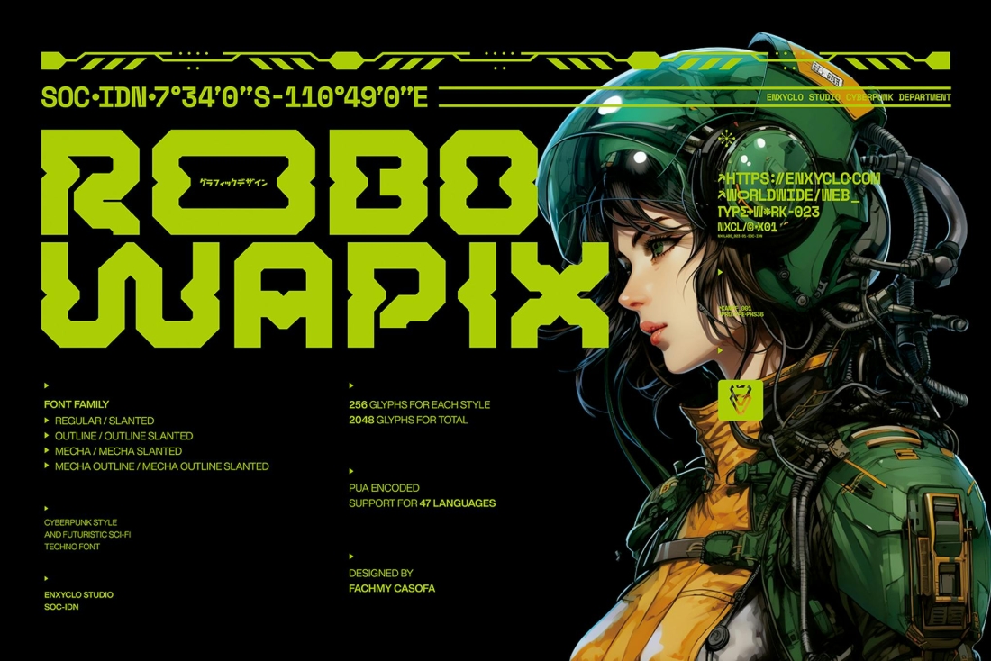 NCL Robowapix - Cyberpunk Futuristic Techno Font