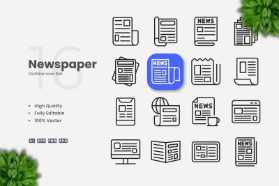 Newspaper Outline Icons