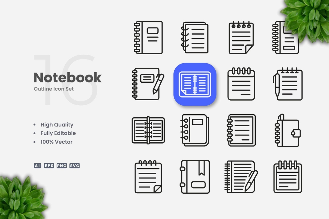 Notebook Outline Icons