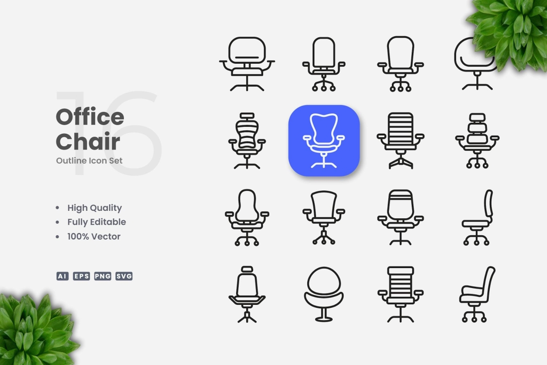 Office Chair Outline Icons