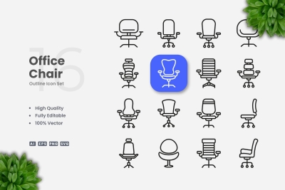 Office Chair Outline Icons