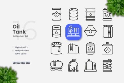 Oil Tank Outline Icons