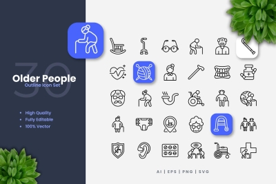 Older People Outline Icons