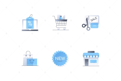 Online Shopping and Sales - Flat Style Icons