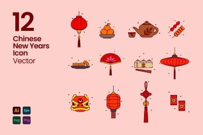 Outline Chinese New Year Icons
