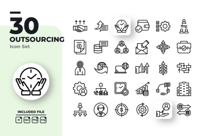Outsourcing Outline Icons Set