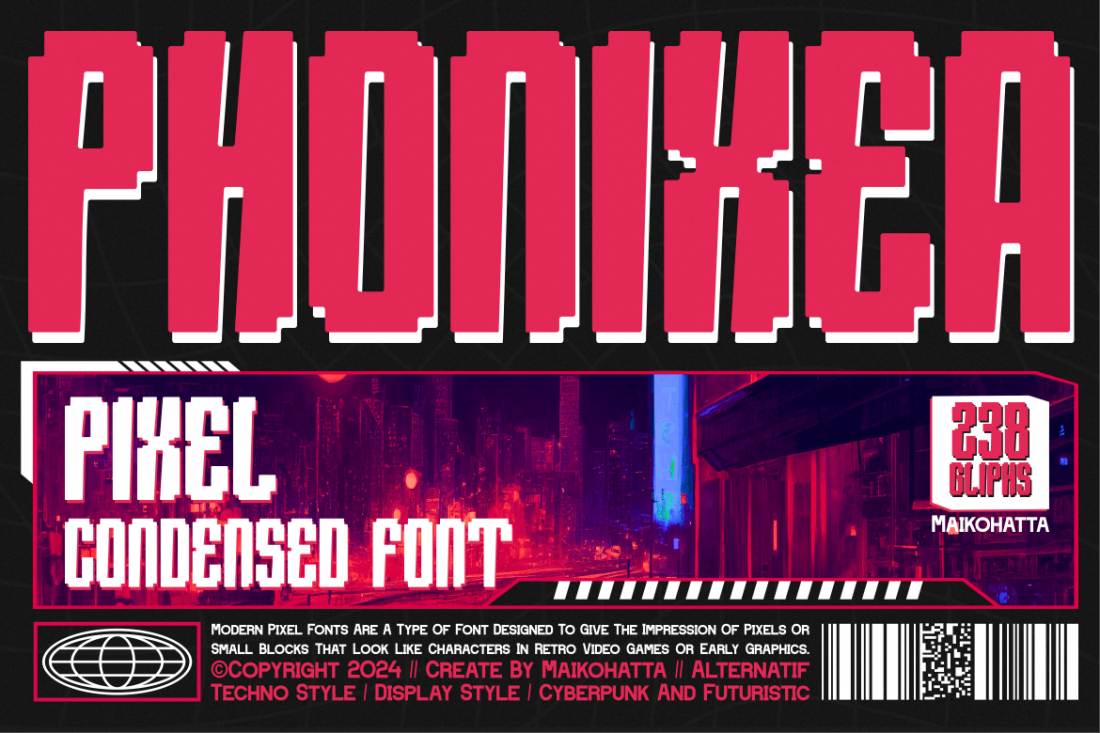 Phonixea - Pixel Condensed Font