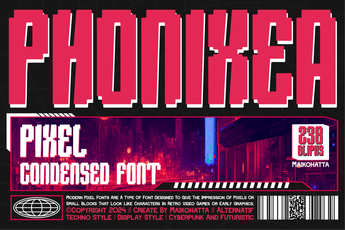 Phonixea – Pixel Condensed Font