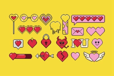 Pixelated Heart Icon Set
