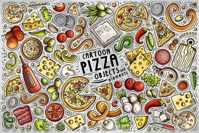 Pizza Funny Objects & Symbols Set