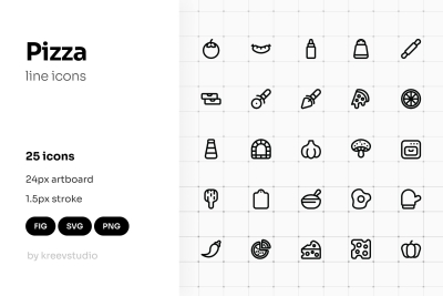 Pizza Line UI Icons