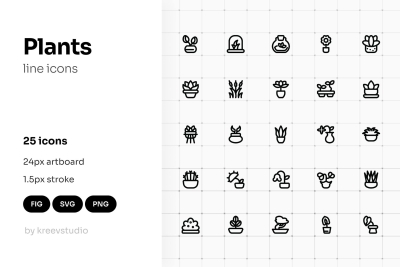Plants Line UI Icons