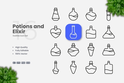 Potions and Elixir Outline Icons