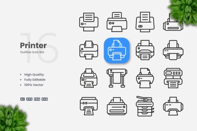 Printer Outline Icons