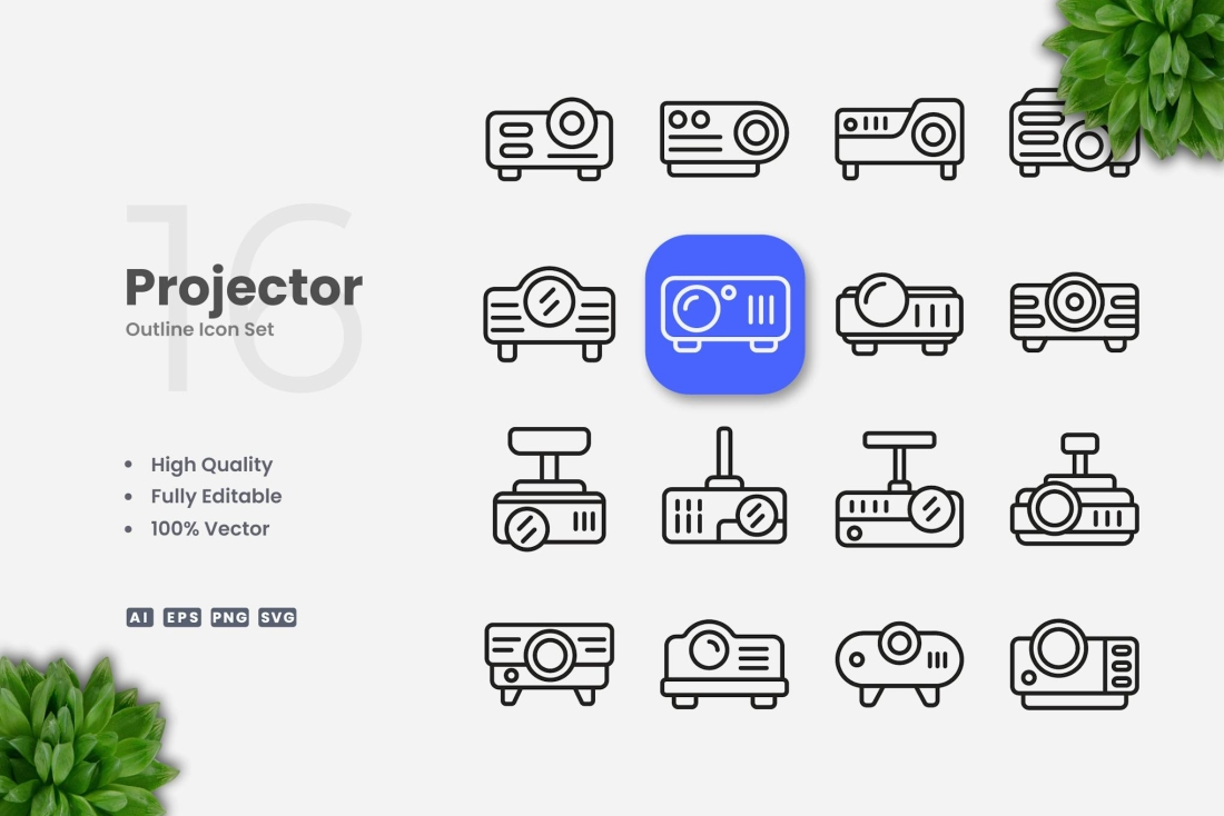 Projector Outline Icons