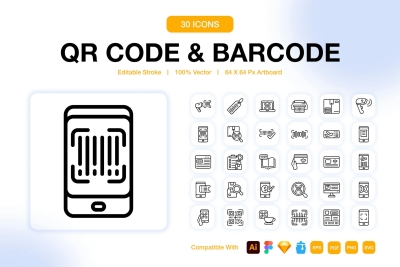 Qr Code And barcode Icon Pack