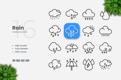Rain Outline Icons