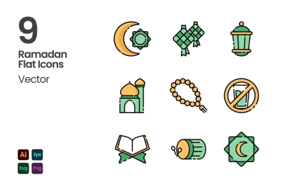 Ramadan Islamic Flat Icons