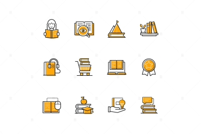 Reading, Learning and Books - Line Icons Set