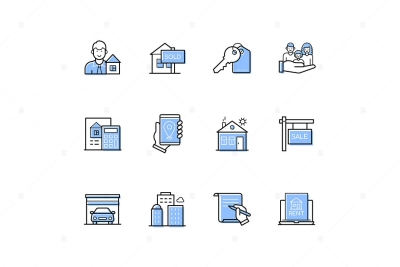 Real Estate, Houses Purchase or Renting - Icons